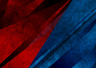 Wall Mural - Contrast red and blue grunge stripes abstract background