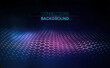 © RDVector - Network connection concept blue vector illustration. Futuristic hexagon perspective wide angle lanscape. Futuristic honeycomb concept. 3d landscape. Big data digital background.