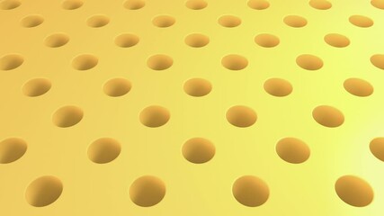 Poster - Colorful spheres jump from one hole to another. Yellow surface with holes and bouncing balls. 3D looped animation abstract render. Fun motion design