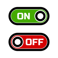 Poster - On Off Switch Button Slider Icon Set. Vector Image.