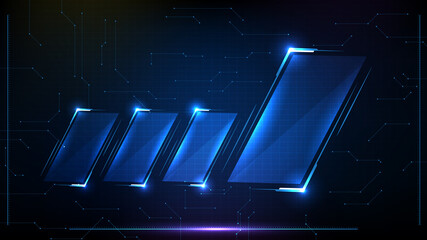 abstract futuristic background of blue glowing technology sci fi frame hud ui