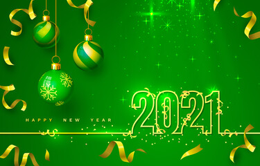 Wall Mural - Happy New 2021 Year, holiday cover festive banner. Vector