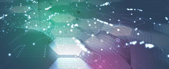 Neural network concept. Connected cells with links. High technology process. Abstract background