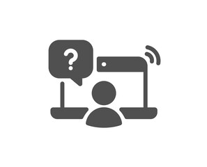Poster - online question icon. ask help sign. outsource support symbol. quality design element. flat style on