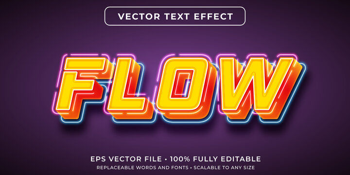 Editable text effect - flowing neon lights style