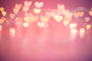 blurred hearts lights. valentines day pink bokeh background