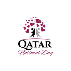 Qatar National Day of Qatar. a national holiday celebrating the union and gaining independence Qatar December 18, 1878. silhouettes sights of Qatar capital of Doha vector holiday illustration.