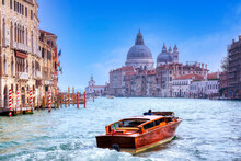 Water Taxi On The Grand Canal , Venice