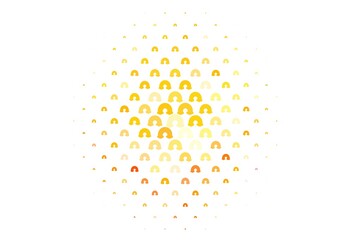 Poster - light pink, yellow vector backdrop with rainbows, clouds.