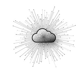 Wall Mural - computer cloud service technology vector background. cloud storage illustration with abstract connec
