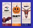 © moloko88 - Halloween banner template. Place for your text. Vector illustration with Goat, Pumpkin, Bat. Great design for Halloween party, menu, or invitation.
