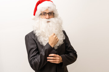 Modern Santa Claus in glasses, cool santa in suit