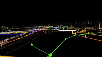 Wall Mural - the bim model of the underground transportation infrastructure object of urban utilities at wirefram