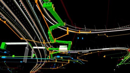 Wall Mural - the bim model of the underground transportation infrastructure object of urban utilities at wirefram