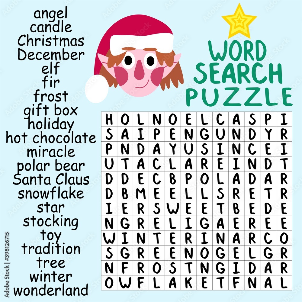 Word search puzzle for Christmas children pastime stock vector ...