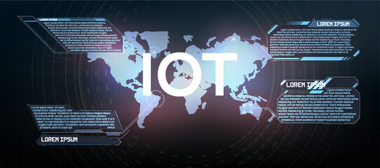 Poster - Internet of things (IoT) and networking concept for connected devices. Digital Network Connections, The concept of connecting devices using IOT technology. ICT (Information Communication Technology)