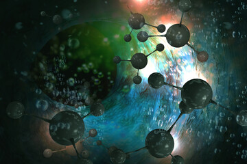  Atomic Particle 3D Illustration