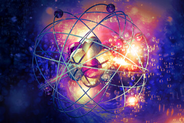 Wall Mural - atomic particle 3d illustration