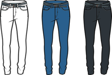 Wall Mural - Colored flat sketch trousers design for teenagers.