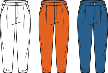 Wall Mural - Colored flat sketch trousers design for teenagers.