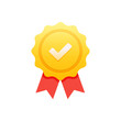 © r2dpr - Certificate icon. Premium quality. Achievement badge. Profile Verification. Check mark icon. Vector check mark. Quality mark. Achievement award grant. Gold seal. Gold medal. Quality checking. Survey.