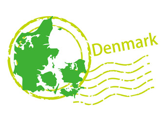 Postmark of import , export business image, postmark icon, illustration and map of Denmark, vector data