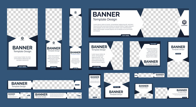 set of creative web banners of standard size with a place for photos. Vertical, horizontal and square template. vector illustration