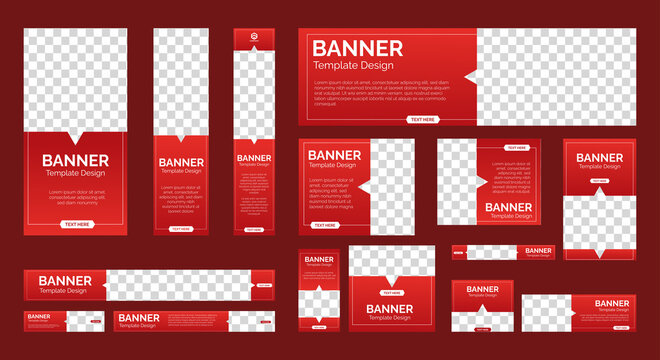 set of creative web banners of standard size with a place for photos. Vertical, horizontal and square template. vector illustration