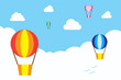 青空を飛ぶ熱気球と白い雲 Flying Balloons in blue sky and white clouds