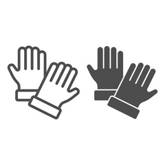 Poster - Gloves line and solid icon, farm garden concept, Latex hand protection sign on white background, protective rubber gloves for garden icon in outline style for mobile and web design. Vector graphics.
