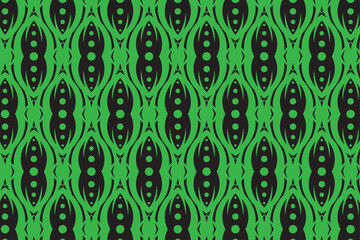 Poster - Ethnic seamless pattern template design. circle element and abstract curve use green color in black background.