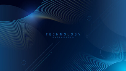 Abstract blue technology background with wave shapes