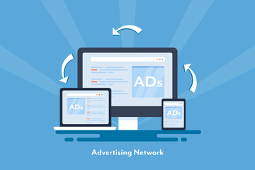 digital advertising and networking, online ads showing on digital devices, cross channel marketing, 