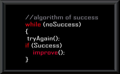 coding programmer success quote, science stickers, black and colorful design