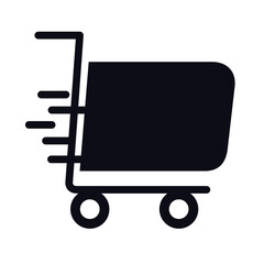 Canvas Print - shopping cart trolley with speed line style icon