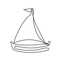 Sticker - sailboat with flag one line style icon