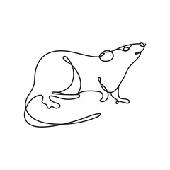 Sticker - rat rodent one line style icon