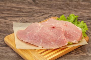 Raw pork steak for cooking