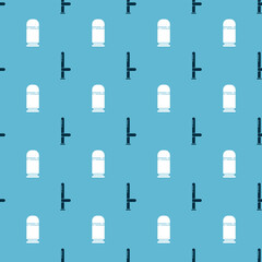 Poster - Set Police rubber baton and Cartridges on seamless pattern. Vector.