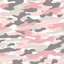 Abstract Camouflage Seamless Pattern. Camo Background, Natural Curved Wavy Shapes, Forms