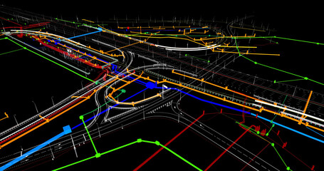 Wall Mural - the bim model of the underground transportation infrastructure object of urban utilities