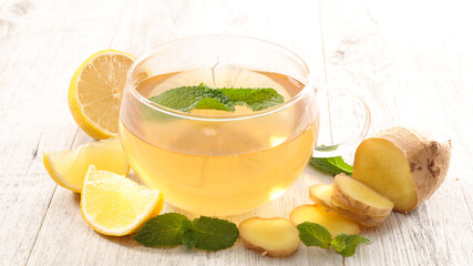 Wall Mural - lemon and ginger warm tea