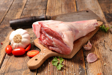 Sticker - raw lamb chop on wooden board