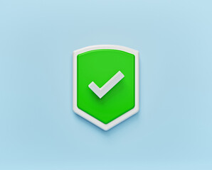 Aufkleber - Shield Check Mark Icon isolated. minimal symbol. 3d rendering