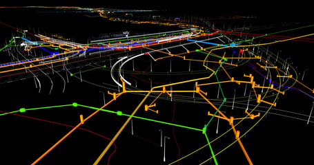 Wall Mural - the bim model of the underground transportation infrastructure object of urban utilities