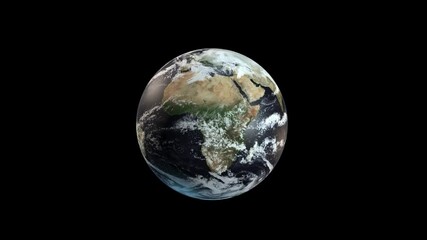 Poster - Animation of Earth seen from space, the globe spinning on satellite view on dark background. Global space exploration space travel concept digitally generated image.