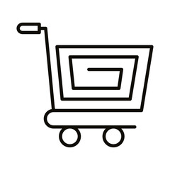 Poster - shopping cart trolley with spiral forms line style icon