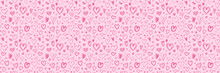 Hand Drawn Holiday Background With Hearts. Seamless Pattern. Valentine's Day. Print For Polygraphy, Posters, Banners And Textiles
