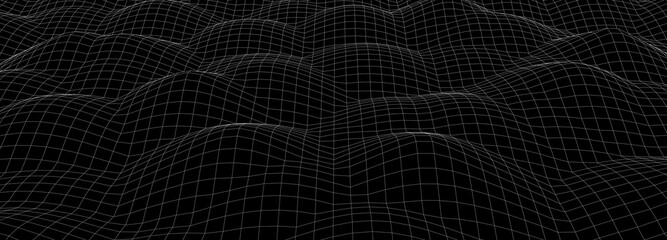 Poster - Vector perspective grid. Big data. Vector wireframe 3d landscape. Technology grid illustration. Futuristic background. Detailed lines forming an abstract background
