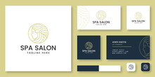 Spa salon logo design mockup with business card template